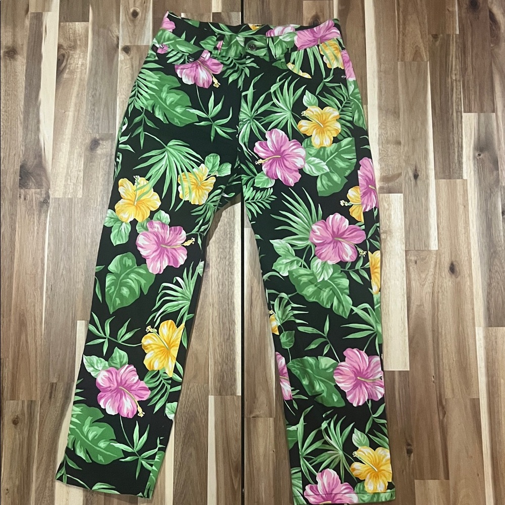 Lauren by Ralph Lauren Black Floral Petite Bottoms